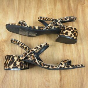 KENNETH COLE Maisie Low Block Heel Strappy Sandal Women's Sz 8.5 Leopard Fur NEW